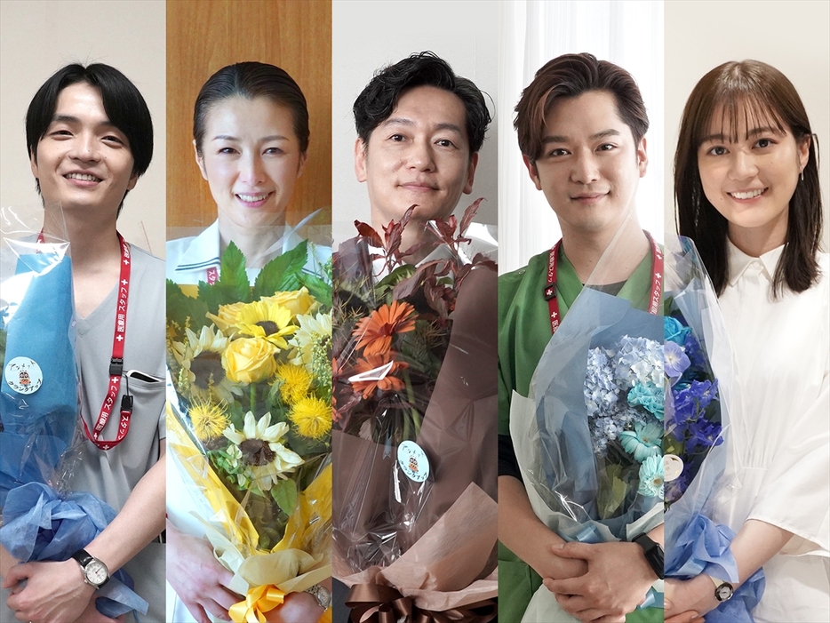 （左から）岡山天音、吉瀬美智子、井浦新、千葉雄大、生田絵梨花