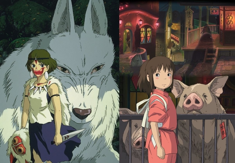 『もののけ姫』©1997 Hayao Miyazaki/Studio Ghibli, ND、『千と千尋の神隠し』© 2001 Hayao Miyazaki/Studio Ghibli, NDDTM