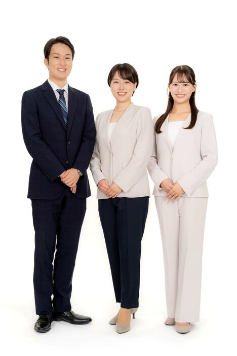 　テレビ東京新人アナウンサーの（左から）神野裕、古旗笑佳、松澤亜海アナウンサー