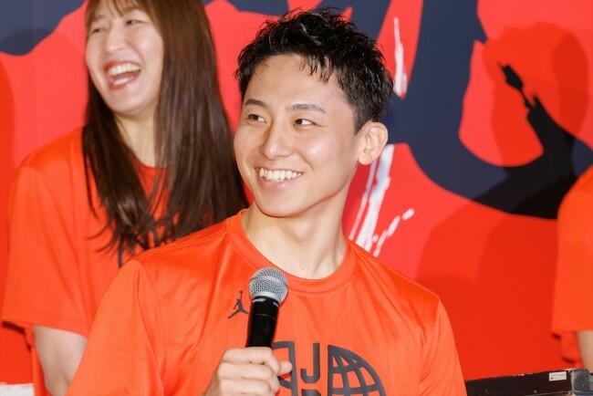バスケットボール 男子日本代表・河村勇輝選手、三井不動産 AKATSUKI JAPAN 壮行会に登場