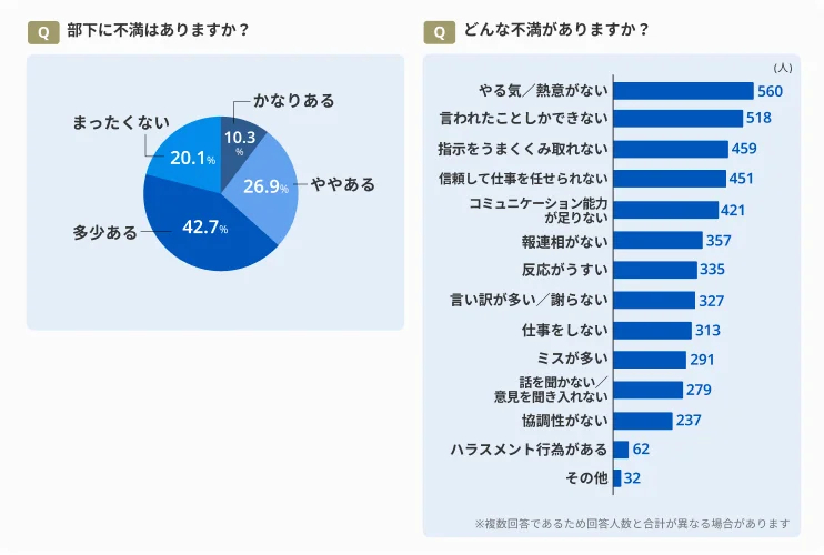 部下に不満はありますか？／どんな不満がありますか？