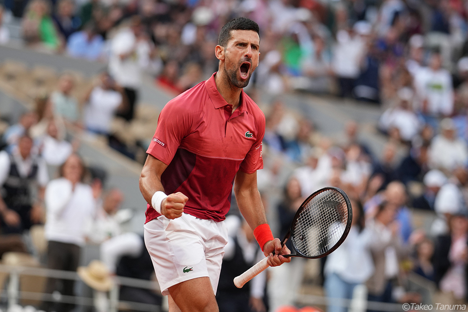 2試合連続の4時間マッチを制したノバク・ジョコビッチ（写真：田沼武男 Photo by Takeo Tanuma）