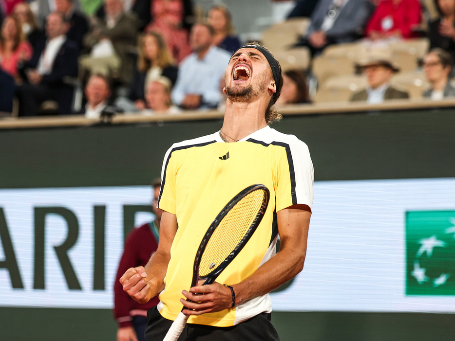 「フレンチ・オープン」（フランス・パリ）で4年連続の準決勝で初勝利を挙げたアレクサンダー・ズベレフ（ドイツ）（Getty Images）