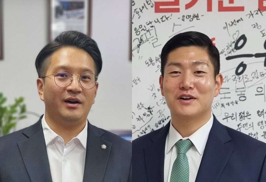 韓国与党「国民の力」の金宰燮議員（右）と、革新系最大野党「共に民主党」の田溶冀議員