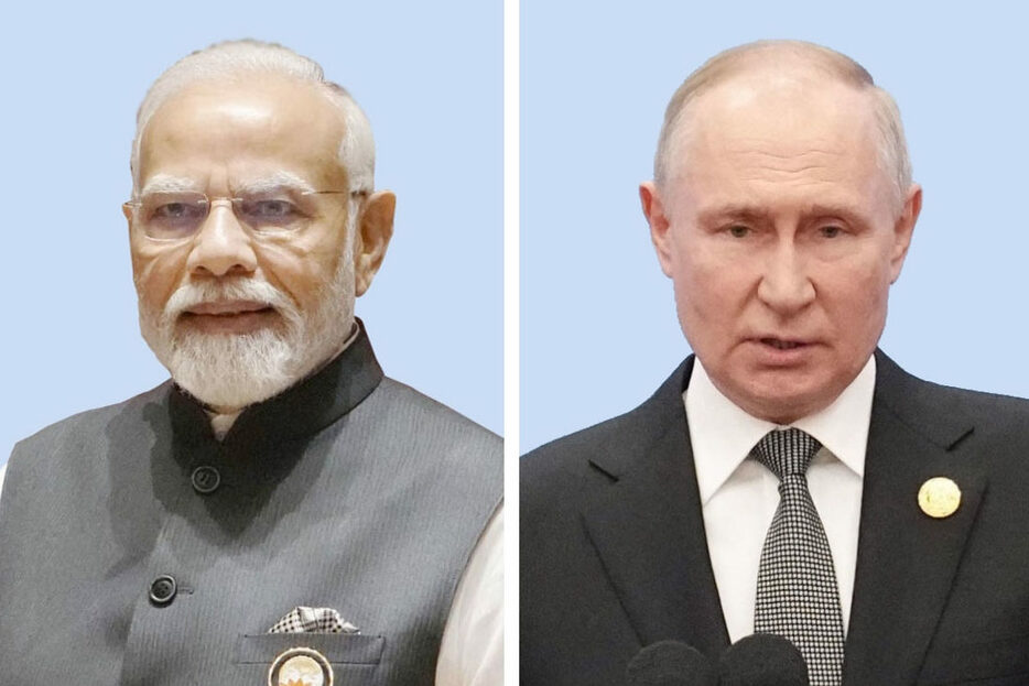 インドのモディ首相、ロシアのプーチン大統領