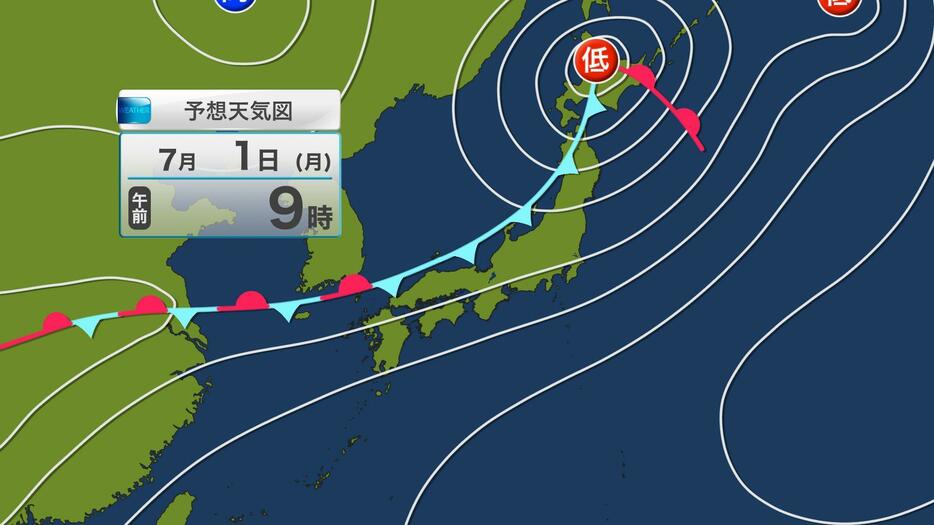 予想天気図7月1日午前9時