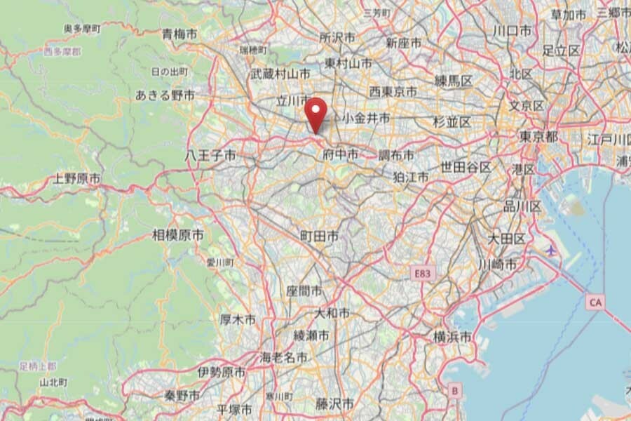 東京都国立市の位置（画像：OpenStreetMap）