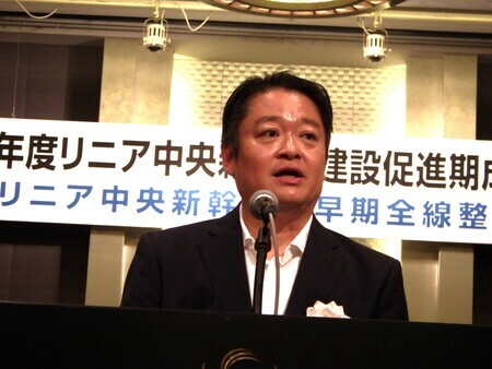 6月7日の「期成同盟会」で静岡空港新駅を応援した長崎知事（筆者撮影）