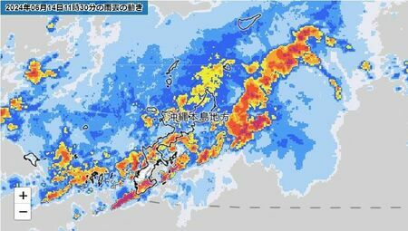 14日午前11時30分の雨雲の動き（気象庁のHPから）