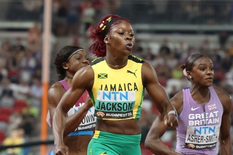 100mを制したシェリカ・ジャクソン。写真は23年世界陸上