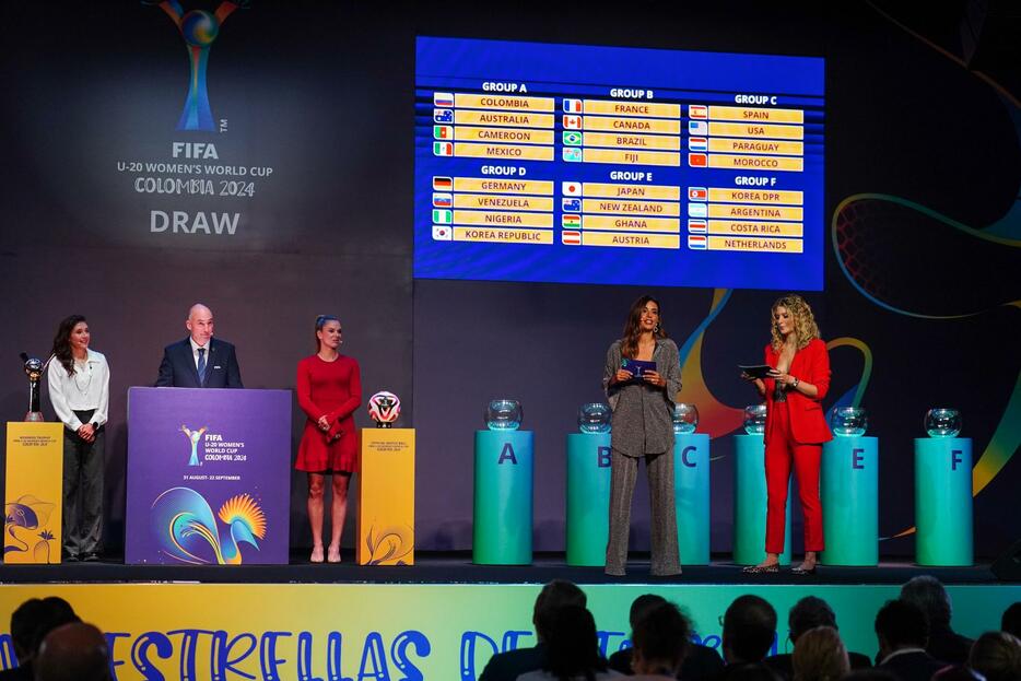 U―20女子W杯コロンビア大会の組み合わせ抽選会＝5日、ボゴタ（FIFA提供・ゲッティ＝共同）