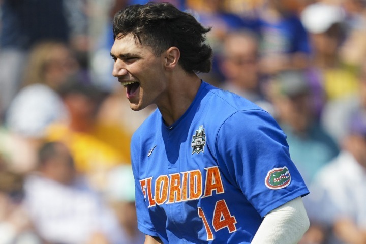打球速度119マイル（約192キロ）の一発で米国の野球ファンを震撼させたフロリダ大学の二刀流左腕・カグリオーン。(C)Getty Images
