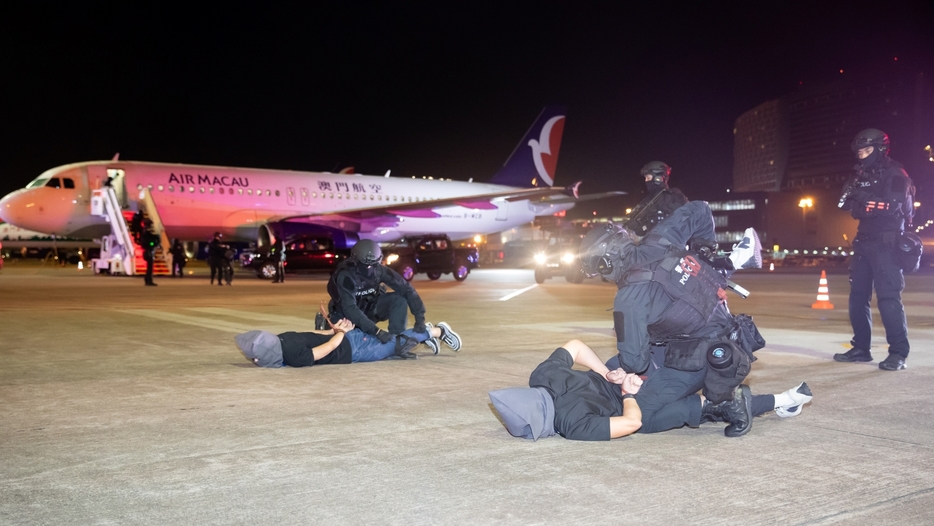 マカオ国際空港で実施されたハイジャック対策訓練の様子＝2024年6月27日（写真：AACM）