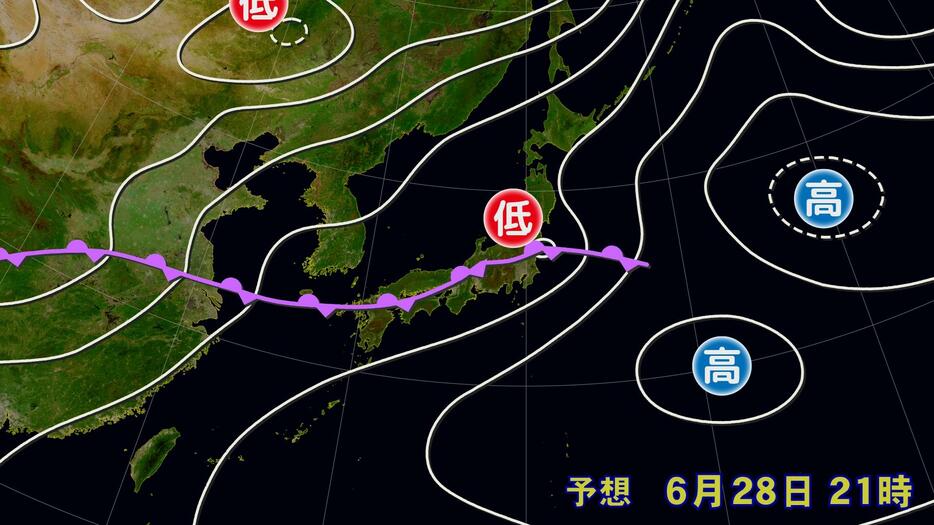 今夜の予想天気図