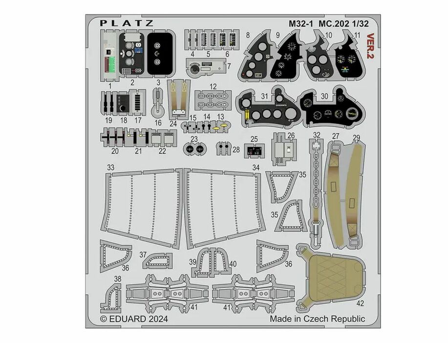 プラッツ「1/32イタリア空軍 マッキ MC.202 フォルゴーレ用 エッチングパーツ」（3080円）