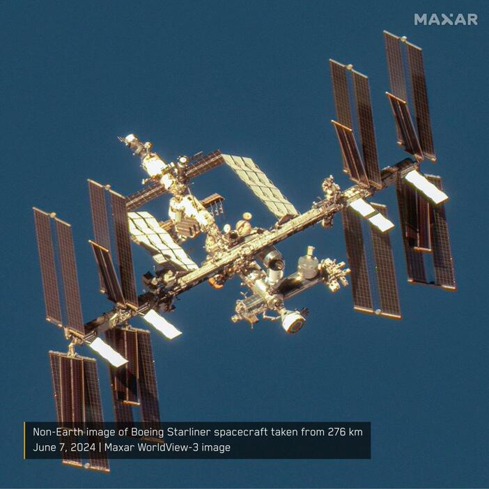 アメリカの民間企業Maxar Technologiesが2024年6月に同社の衛星を使って撮影した国際宇宙ステーション（ISS）の画像