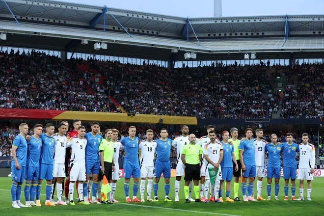 不審物騒動があったドイツ対ウクライナの一戦。（C）Getty Images