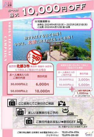 滋賀県情報発信拠点「ここ滋賀」、滋賀県への1泊以上の旅行費用が割り引かれるキャンペーンを実施中