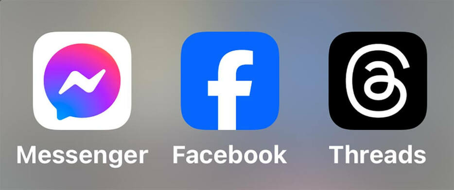 MetaのMessenger、Facebook、Threads