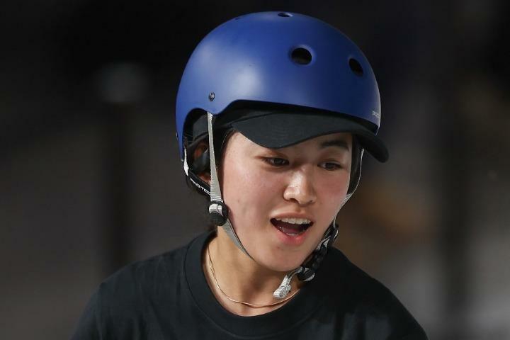 スケートボード女子パークで2大会連続の五輪出場を決めた中山。(C)Getty Images