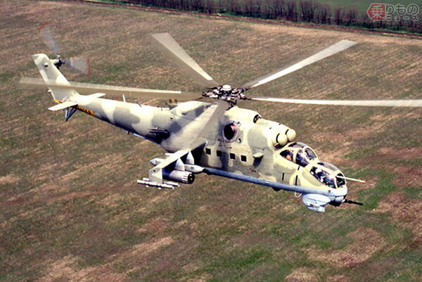 ロシア軍のMi-24V攻撃ヘリコプター（画像：ロシア国防省）。