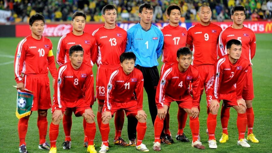 ２０１０年ワールドカップの１次リーグ・ブラジル戦前の北朝鮮代表