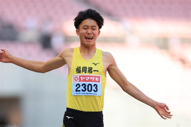 U20日本選手権男子走幅跳で優勝した大森恵偉音（福岡第一高）