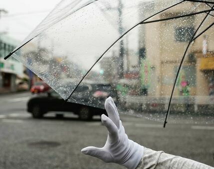 雨が降る中、行き交う車に手を振る候補者＝１２日、本島中部（竹花徹朗撮影）