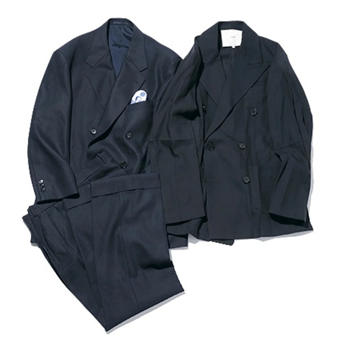 「注目ブランド、セッチュウのジャケット（右）とエイチ ビューティー&ユースのセットアップでレストランのドレスコードに対応可能」