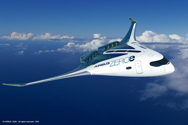 エアバスが考える全翼機タイプの水素航空機案（同社提供）
