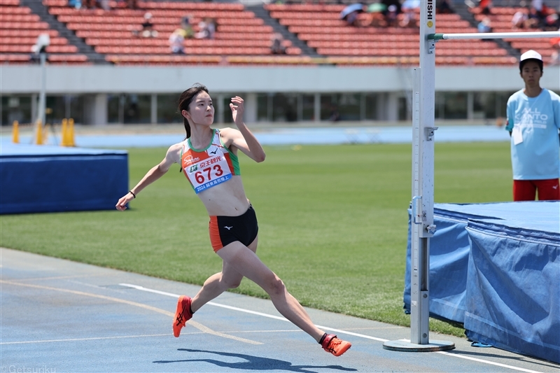 1m76で女子走高跳を3連覇した髙橋美月（埼玉栄3）