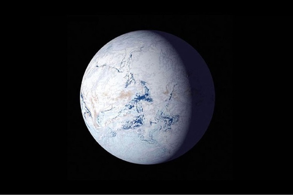 全球凍結状態の「スノーボールアース」を描いた想像図（NASA）