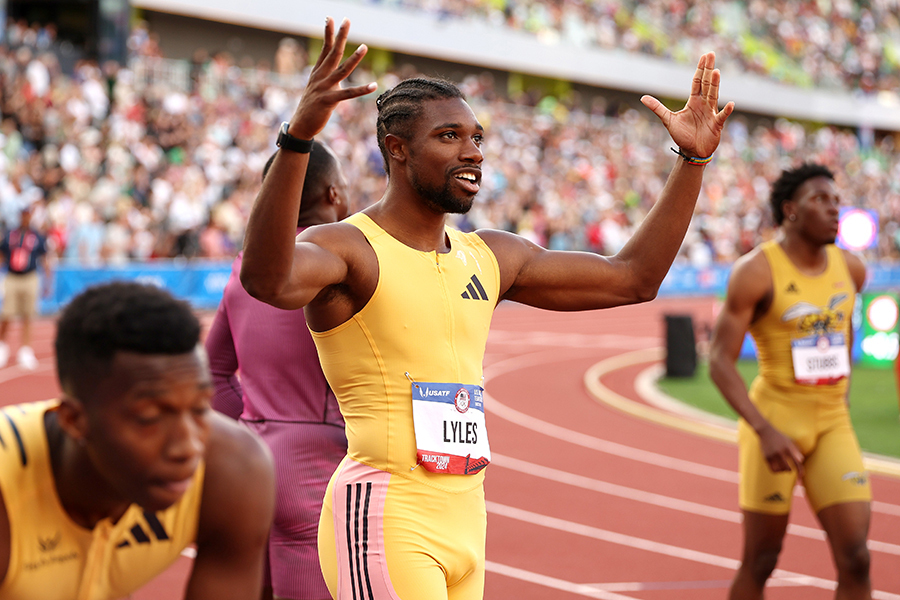 男子200メートル決勝、19秒53の今季世界最高タイムで優勝したノア・ライルズ【写真：Getty Images】
