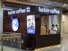A Luckin Coffee store in Shanghai. Photographer: Qilai Shen/Bloomberg