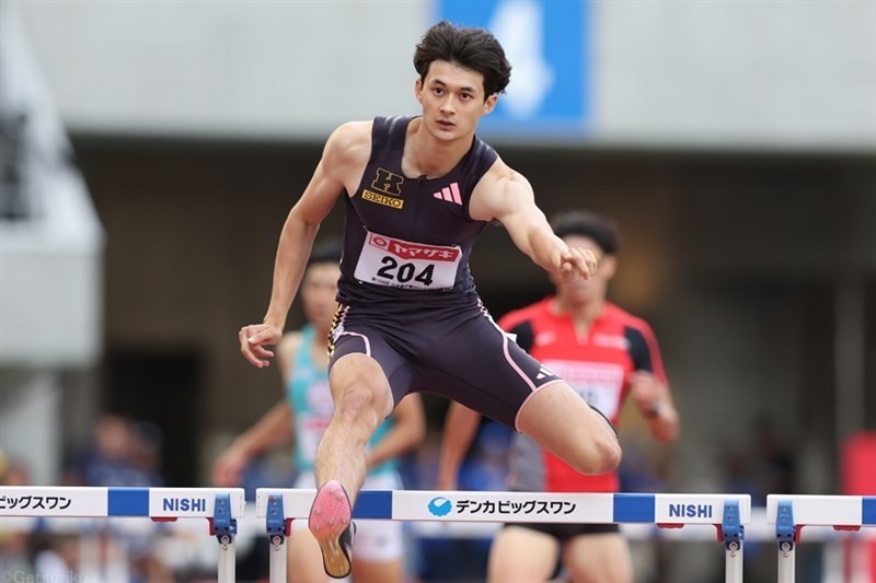 日本選手権400mH予選をトップで通過した豊田兼