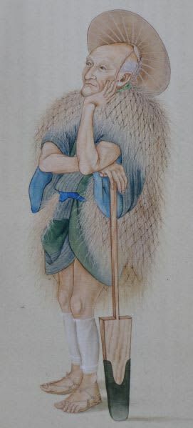 川原慶賀の描いた農夫（ドイツ・ミュンヘンの五大陸博物館所蔵。朝日新聞出版提供）