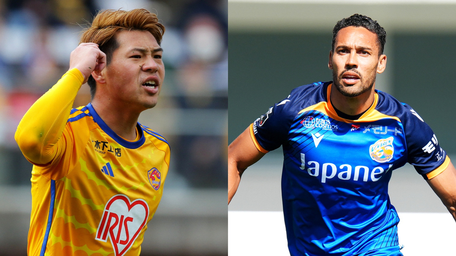 チーム得点王の中島元彦とエジガル・ジュニオ（C）J.LEAGUE