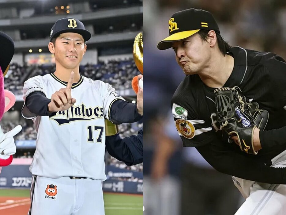 オリックス・曽谷龍平とソフトバンク・有原航平 (C)Kyodo News