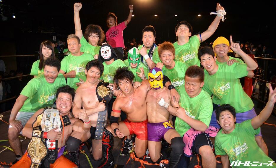 2012年の学生プロレスサミットに出場した当時の学生プロレスラーたち