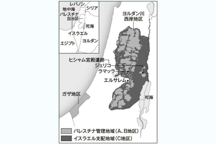 イスラエルとパレスチナ。地図は『覇権なき時代の世界地図』（新潮選書）より