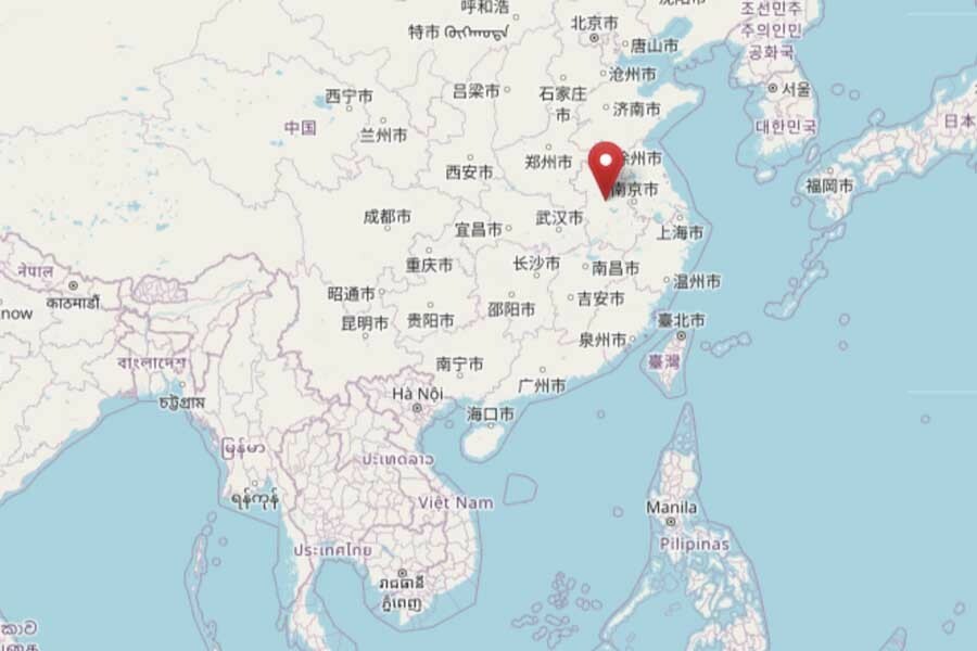 王伝福氏の故郷・中国安徽省の位置（画像：OpenStreetMap）