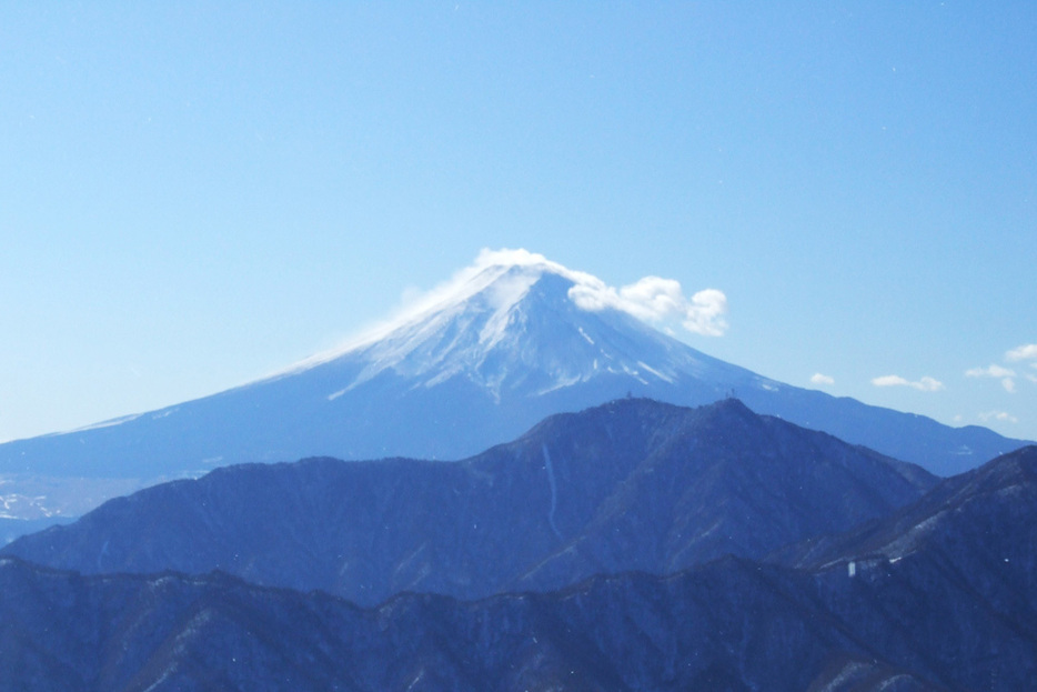 秀麗富嶽十二景、四番山頂の滝子山から望む富士山