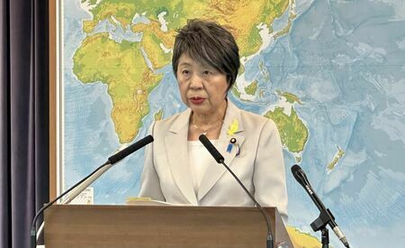 事件について見解を述べる上川陽子外相＝28日、外務省