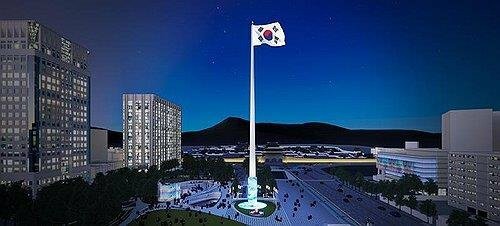 光化門広場の国家象徴オブジェ鳥瞰図。［写真　ソウル市］