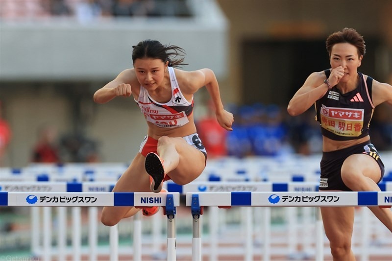 日本選手権女子100mH準決勝で自己新の12秒85をマークした田中佑美。寺田明日香も決勝に駒を進めた