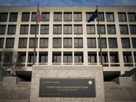 <p>The U.S. Department of Labor headquarters stands in Washington, D.C., U.S.</p>