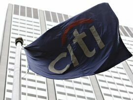 A Citi logo appears on a flag flying outside the Citigroup Inc. headquarters in New York.