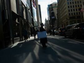 A shopper on 5th Avenue in New York.