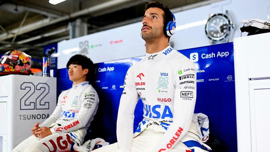 僚友リカルドは予選5番手だった。今季、角田がリカルドより予選で後ろのグリッドは2度目／Red Bull Content Pool