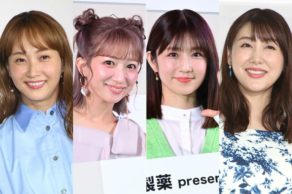 （左から）藤本美貴さん、辻希美さん、小倉優子さん、安めぐみさん